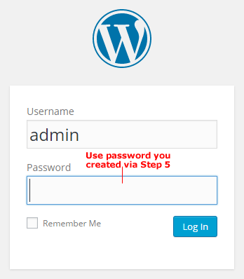 WordPress Admin Login Screen